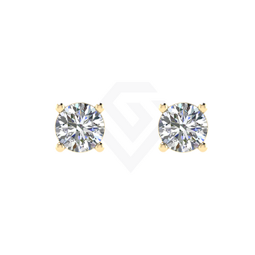 1ct Round Brilliant Lab Diamond Stud Earrings in 9ct Yellow Gold
