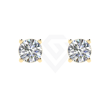 2ct Round Brilliant Lab Diamond Stud Earrings in 9ct Yellow Gold