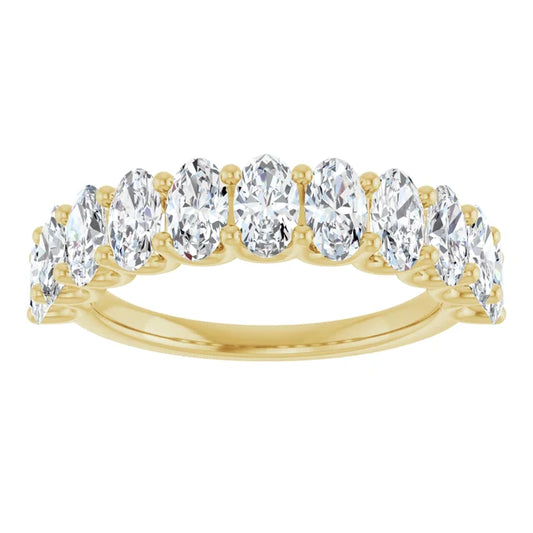 2ct Oval Brilliant Lab Diamond Half Eternity Ring in 18ct Yellow Gold