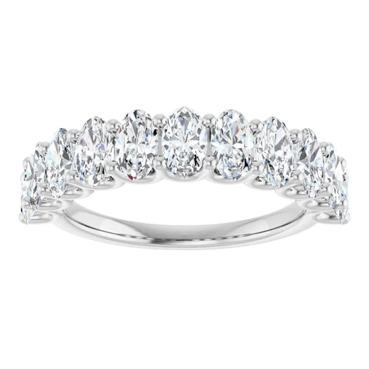 2ct Oval Brilliant Lab Diamond Half Eternity Ring in 9ct White Gold