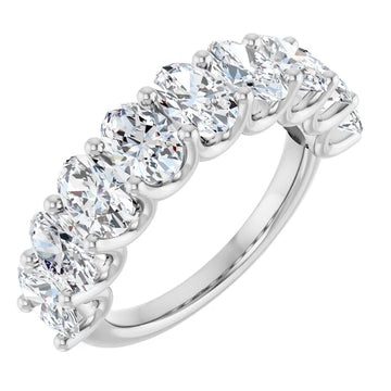 3.5ct Oval Brilliant Lab Diamond Half Eternity Ring in 18ct White Gold