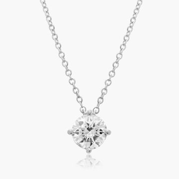 3ct Round Brilliant Lab Diamond Solitaire Angled Pendant in 9ct White Gold