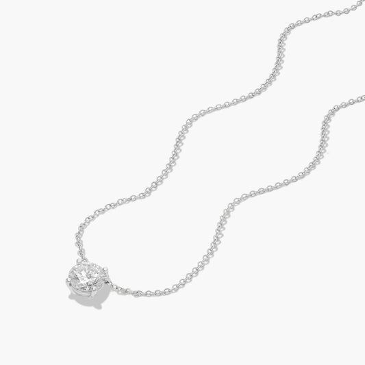 3ct Round Brilliant Lab Diamond Solitaire Angled Pendant in 9ct White Gold