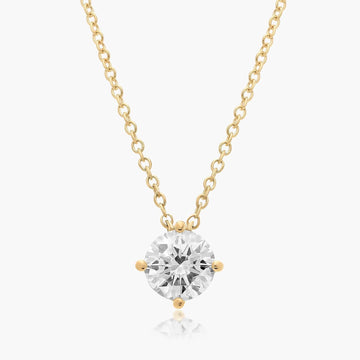 1.5ct Round Brilliant Lab Diamond Solitaire Angled Pendant in 9ct Yellow Gold