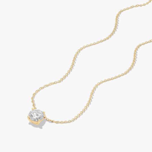 1ct Round Brilliant Lab Diamond Solitaire Angled Pendant in 9ct Yellow Gold