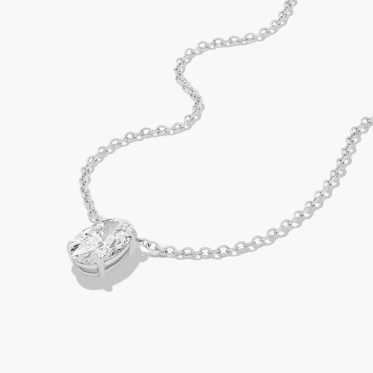 3ct Oval Brilliant  Lab Diamond Solitaire Pendant in 9ct White Gold