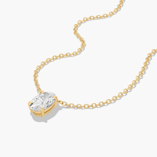 3ct Oval Brilliant Lab Diamond Solitaire Pendant in 9ct Yellow Gold