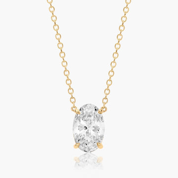 2.5ct Oval Brilliant Lab Diamond Solitaire Pendant in 9ct Yellow Gold