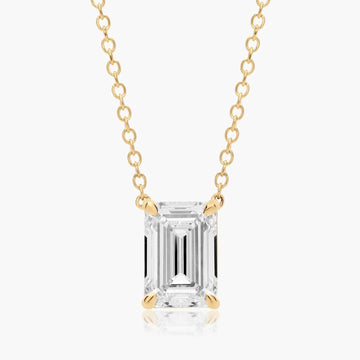 2ct Emerald Cut Lab Diamond Solitaire Pendant in 9ct Yellow Gold