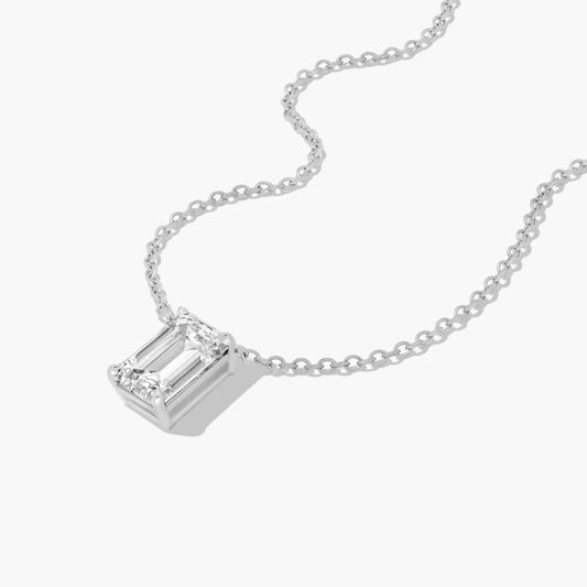1.5ct  Emerald Cut Lab Diamond Solitaire Pendant in 9ct White Gold