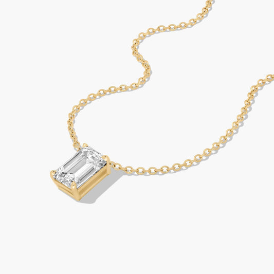 1.5ct Emerald Cut Lab Diamond Solitaire Pendant in 9ct Yellow Gold