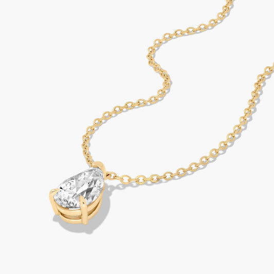 3ct  Pear Shaped Lab Diamond Solitaire Pendant in 9ct Yellow Gold