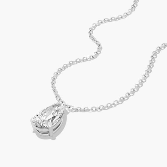 1ct Pear Shaped Lab Diamond Solitaire Pendant in 9ct White Gold