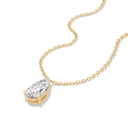 1.5ct Pear Shaped Lab Diamond Solitaire Pendant in 9ct Yellow Gold