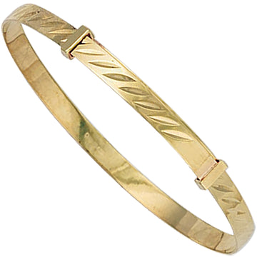 9ct Yellow Gold Diamond-Cut Expandable Baby Bangle