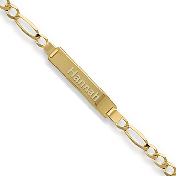 9ct Yellow Gold Baby Figaro Identity Bracelet - 6 inch