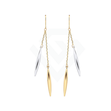 9ct Yellow & White Gold Icicle-Shaped Hollow Drop Earrings