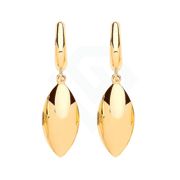 9ct Yellow Gold Hollow Marquise-Shaped Drop Earrings