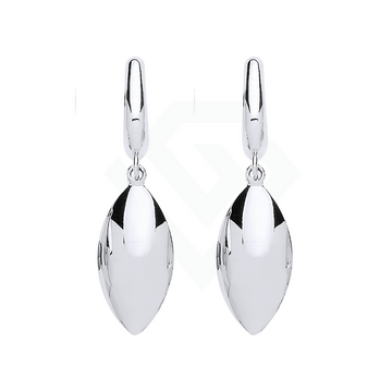 9ct White Gold Hollow Marquise-Shaped Drop Earrings