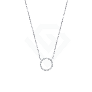 9ct White Gold 0.08ctw Necklace (chain 17")