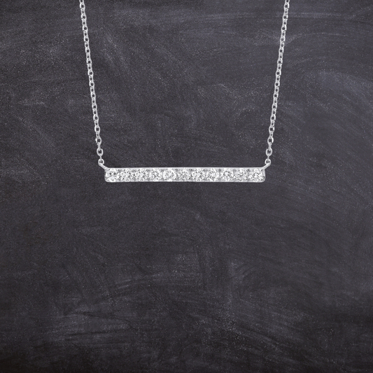 9ct White Gold 0.33ct Diamond Bar Necklace (18in/45cm) Chain