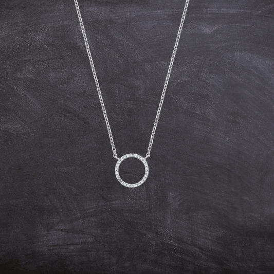 9ct White Gold 0.08ctw Necklace (chain 17")