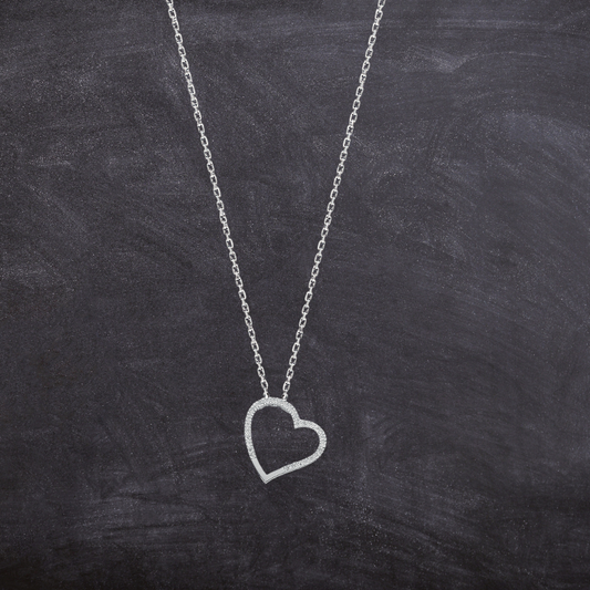 9ct White Gold 0.12ct Diamond Heart Pendant with 18in/45cm Chain