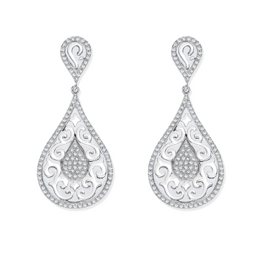 1ct Diamond Drop Earrings In 9ct White Gold
