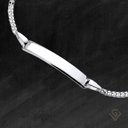 Sterling Silver 925 Adjustable Baby ID Bracelet – 14+2cm Personalised Engravable Nameplate