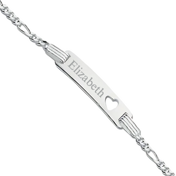 Sterling Silver 925 Personalised Baby Bracelet with Heart Shape