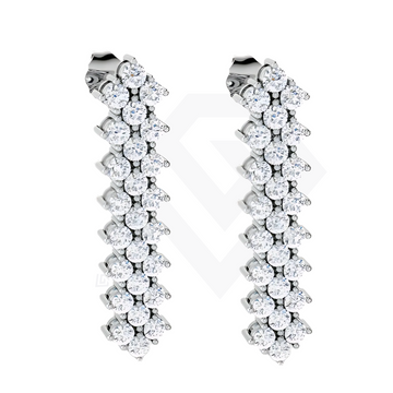 3ct Triple Row Lab Diamond Style Drop Earrings in 9ct White Gold