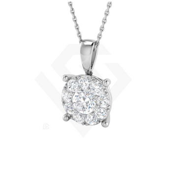1ct Lab-Grown Diamond Cluster Pendant in 9ct White Gold