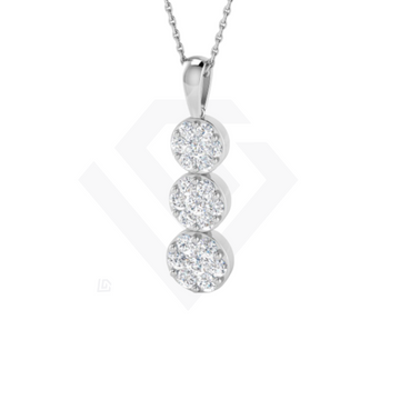 1.02ct Lab-Grown Diamond Triple Cluster Pendant in 9ct White Gold