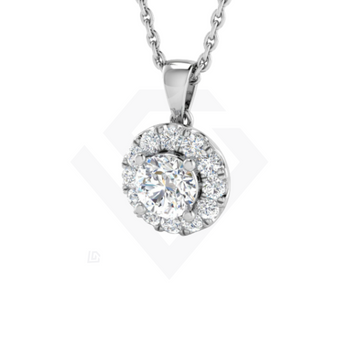 0.5ct Lab-Grown Diamond Halo Pendant in 9ct White Gold