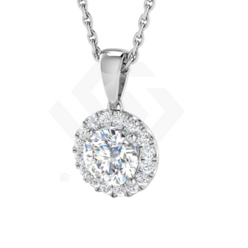 0.61ct Lab Grown Diamond Halo Pendant in 9ct White Gold