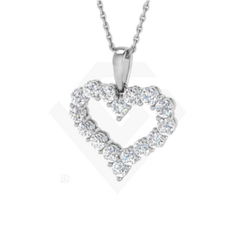 1ct Lab Grown Diamond Cluster Heart Pendant in 9ct White Gold