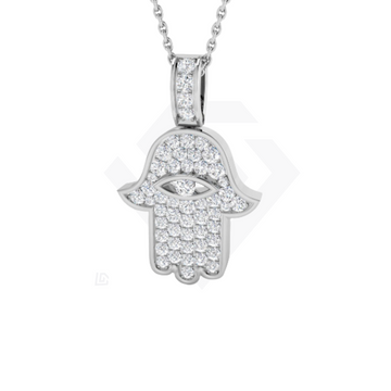 0.6ct Lab Grown Diamond Hamsa Pendant in 9ct White Gold