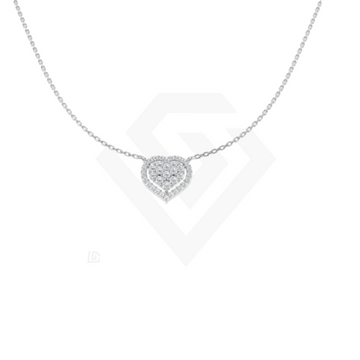 0.54ct Lab Grown Diamond Double Heart Pendant Necklace in 9ct White Gold