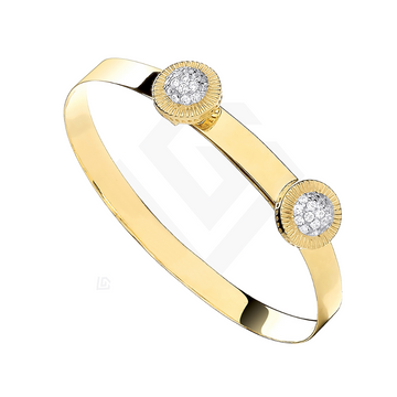 9ct Yellow Gold Round CZ Studs Expandable Baby Bangle