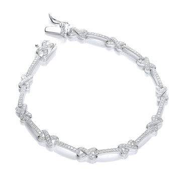 Sterling Silver Micro Pavé 'Kisses' Cubic Zirconia Bracelet