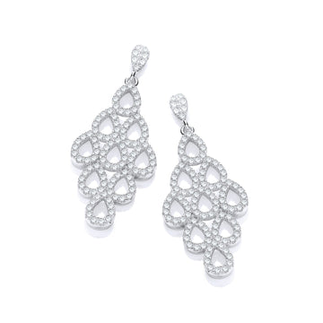 Sterling Silver Micro Pavé White Cubic Zirconia Drop Earrings