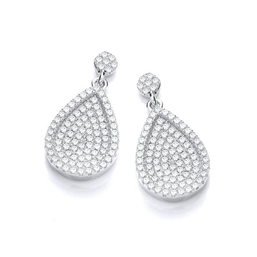 Sterling Silver Micro Pavé Pear Shape Cubic Zirconia Drop Earrings