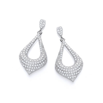 Sterling Silver Micro Pavé Fancy Teardrop Cubic Zirconia Earrings