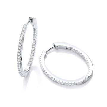Sterling Silver Micro Pavé Oval Hoop Cubic Zirconia Earrings