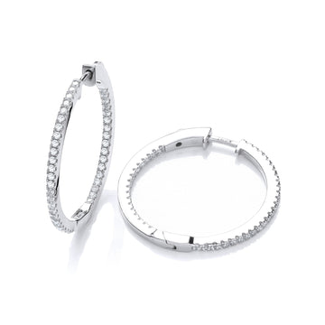 Sterling Silver Micro Pavé Round Hoop Cubic Zirconia Earrings
