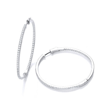 Micro Pave' Oval Hoop Cz Earrings