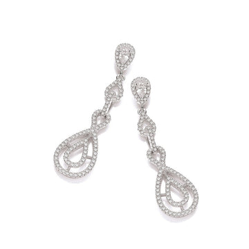 Sterling Silver Micro Pavé Fancy Drop Cubic Zirconia Earrings