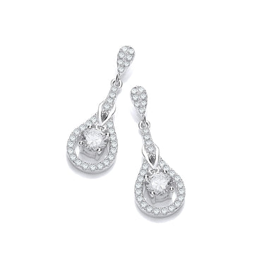 Sterling Silver Micro Pavé Teardrop Cubic Zirconia Earrings
