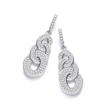 Sterling Silver Micro Pavé Oval Intertwined Cubic Zirconia Drop Earrings
