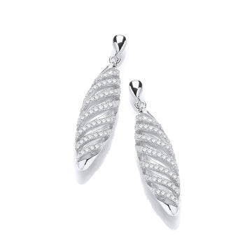 Sterling Silver Micro Pavé Fancy Swirl Cubic Zirconia Drop Earrings